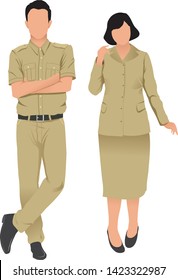 vector illustrations of indonesian government employee or well known as PNS in Indonesian term - vector