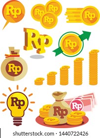 Vector illustrations of Indonesian money in the form of coins and symbol

