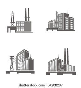 Vector illustrations of industrial buildings.