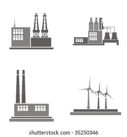Ilustraciones vectoriales de edificios industriales.