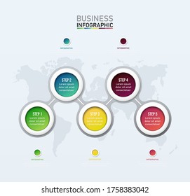 Vector illustrations infographic template with 3d paper.integrated circles. business concept with 5 options,digital graphics,concepts for presentation EPS10.