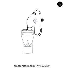 vector illustrations, inhaler mask for inhalation therapy with nebuliser