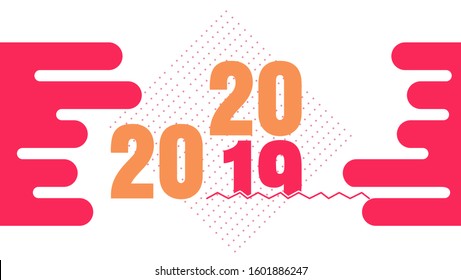 Vector illustrations the inscription New Year 2020 replaces 2019