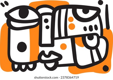 vector illustrations inspired by Picasso's Cubism, featuring abstract faces intricately outlined in black, adding a touch of sophistication to your home decor and posters.