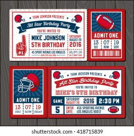 Vector Illustrations For Invitation Tickets For Football Themed Events