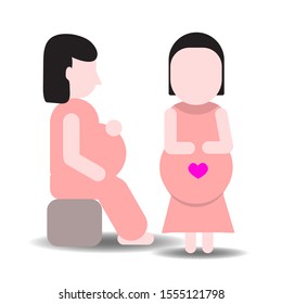 Vector illustrations isolated pregnant on white background