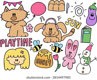 Vector illustrations kid drawing