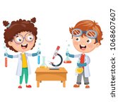 Vector Illustrations Of Kids Having Chemistry Lesson