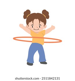 Vector Illustrations of Kids Playing Holihop with Joy