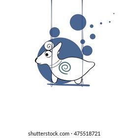 Vector illustrations, little goat on swing