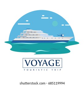 Vector illustrations of logo and symbol of vacation service, isolated on white background. Flat style. Icons design of ocean  yacht.