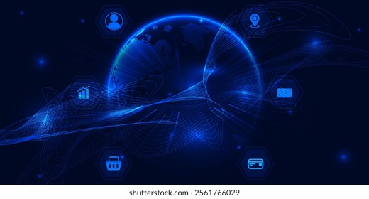 Vector illustrations of metaverse digital ecosystem.Virtualization world of future concepts.Digital communication innovation and technology concepts.