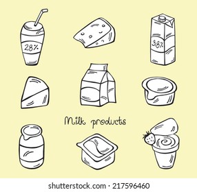 Vector Illustrations Milk products