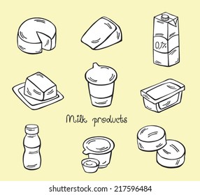 Vector Illustrations Milk products