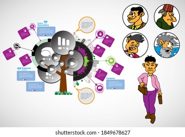 Vector illustrations of modern info graphics. Use in website, corporate report or presentation