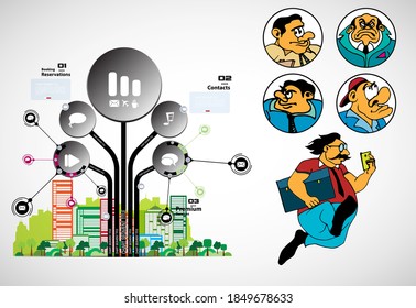 Vector illustrations of modern info graphics. Use in website, corporate report or presentation