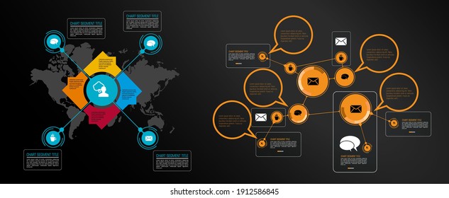 Vector illustrations of modern info graphics. Use in website, corporate report or presentation