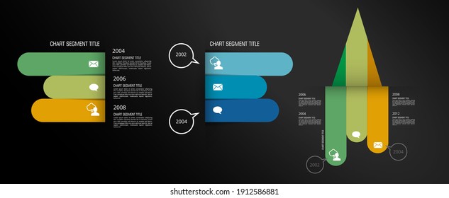 Ilustraciones vectoriales de gráficos de información modernos. Uso en sitios web, informes corporativos o presentación