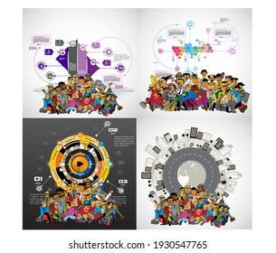 Ilustraciones vectoriales de gráficos de información modernos. Uso en sitios web, informes corporativos o presentación