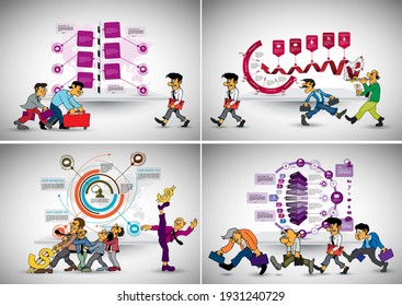 Vector illustrations of modern info graphics. Use in website, corporate report or presentation