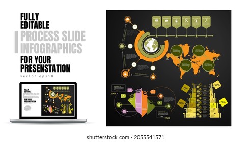 Ilustraciones vectoriales de gráficos de información modernos. Uso en sitios web, informes corporativos o presentación