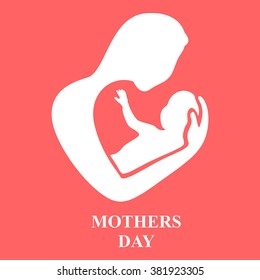 Vector illustrations of Mothers Day white icon on pink background