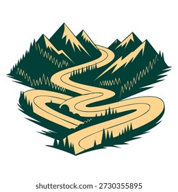 Vector illustrations of mountains forest and road perfect for inspirational motivational posters adventure travel nature themed typography and creative artwork