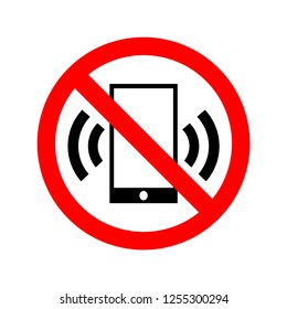  Vector illustrations of no turn on mobile phone sound signs.