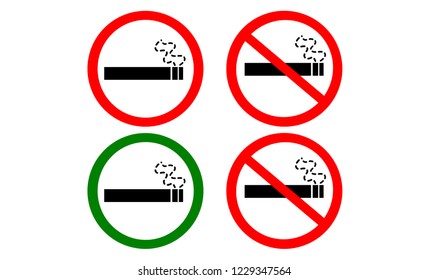 Vector illustrations of the non-smoking area symbols and the smoking area