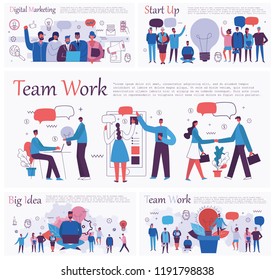 Vector illustrations of the office concept business people in the flat style. E-commerce and mobile advertising business concept.