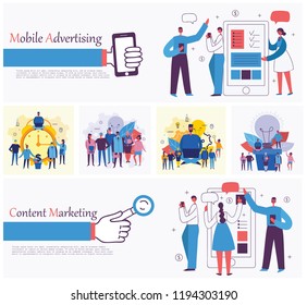 Vector illustrations of the office concept business people in the flat style. E-commerce, time management, start up, digital marketing and mobile advertising business concept.