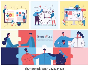 Vector illustrations of the office concept business people in the flat style. E-commerce, online education, project management, start up, digital marketing and mobile advertising business concept