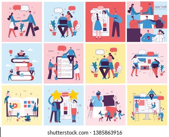 Vector illustrations of the office concept business people in the flat style. E-commerce, online education, project management, start up business concept