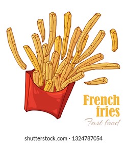 Vector illustrations on the fast food theme: french fries box. Isolated objects for your design. Each object can be changed and moved.