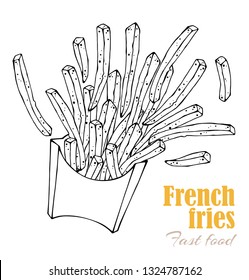 Vector illustrations on the fast food theme: french fries box. Isolated objects for your design. Each object can be changed and moved.
