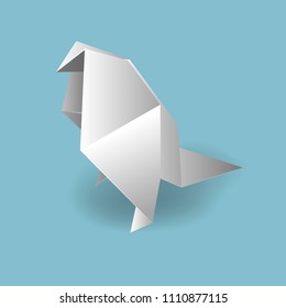 Vector illustrations with origami bird. Wonderful paper toy.