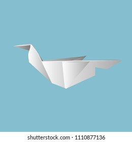 Vector illustrations with origami bird. Wonderful paper toy.