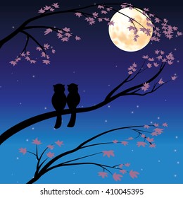 Vector illustrations ,owl romantic couples