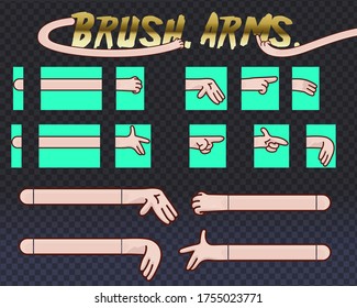 Vector illustrations pack of cartoon hands in various gestures. Set of human hands with different gestures collection for design, animation,Palm and finger draw icons