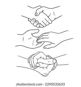 Vector illustrations pack of various hand shakes