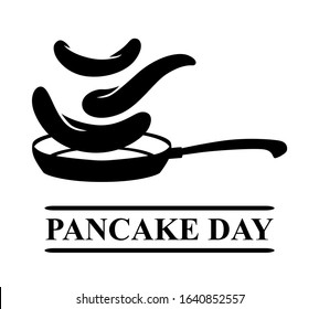 Vector Illustrations Of Pancake Day A Card With A Pan Over Which Pancakes Are Turned