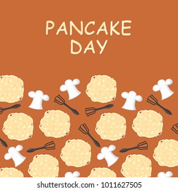 Vector illustrations of Pancake day congratulatory cartoon card
