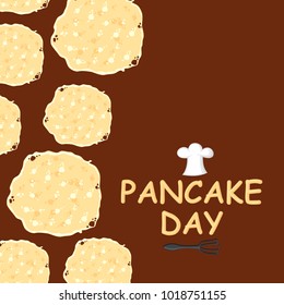 Vector illustrations of Pancake day congratulatory cartoon card vertical design