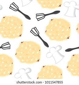 Vector illustrations of Pancake day greeting cartoon pattern seamless