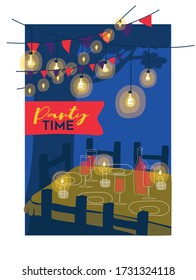Vector illustrations for party marketing material, ads, templates, cover design.