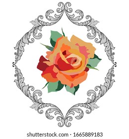 vector illustrations, pattern with flowers elements, damask ornaments, wedding decoration, scrapbooking