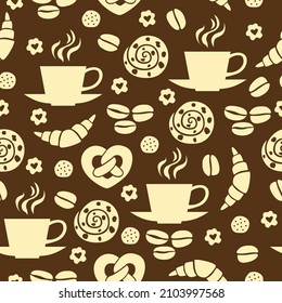 Vector illustrations of pattern seamless of bun and tea