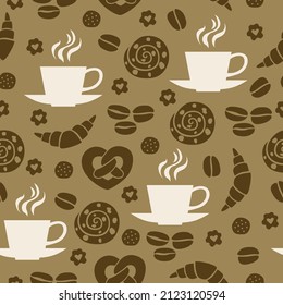Vector illustrations of pattern seamless of bun and tea
