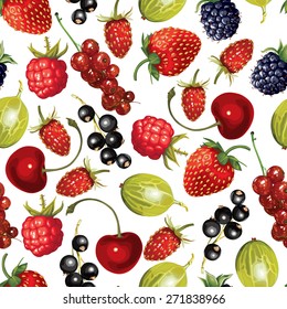 Vector illustrations of pattern seamless of cartoon ripe berries