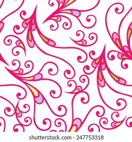 Vector illustrations of pattern seamless of decorative pink curl elements